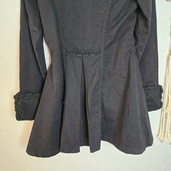 Tripp NYC Steampunk Gothic Black Knee Length Trench Coat Black Size S Small - Picture 8 of 12